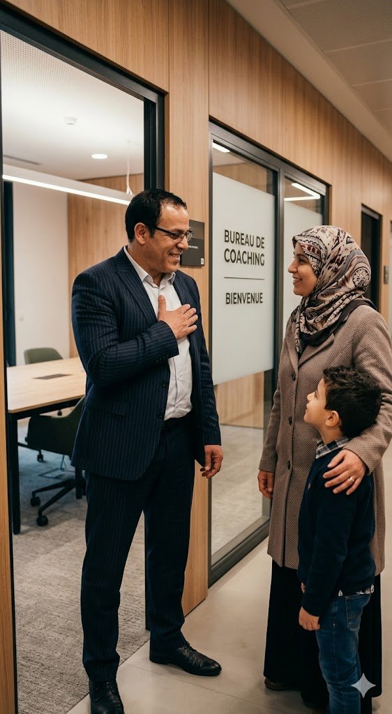 Tayeb Ettayyache, coach ECA, accueille une famille pour une séance de médiation